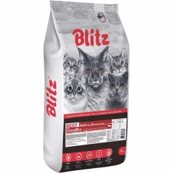 Сухой корм Блиц для взрослых кошек BLITZ Sensitive Adult Cat Beef (Говядина) Image 1